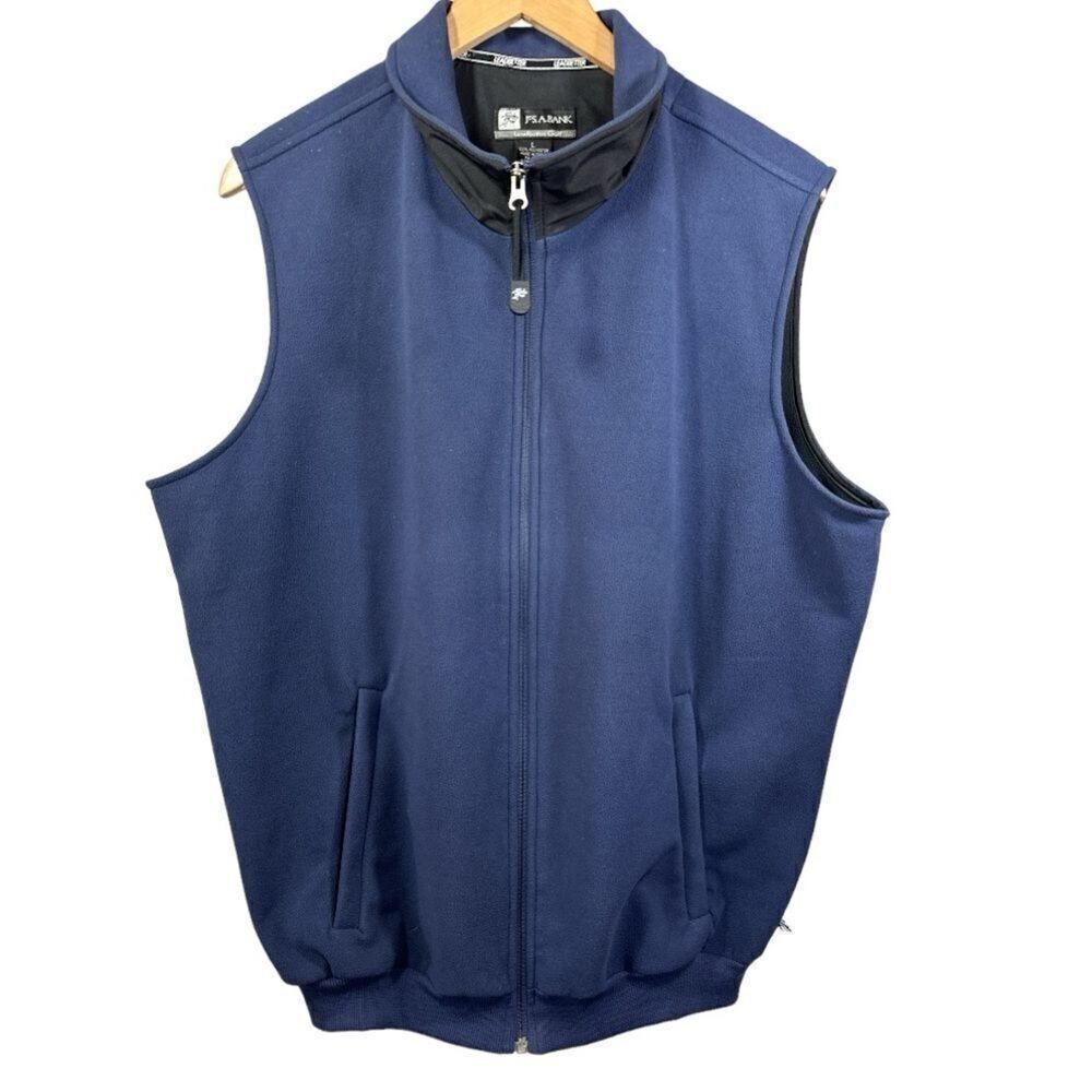 JOS A BANK/LEADBETTER GOLF Men's Lightweight Fleece Zipper Front Vest Blue Large